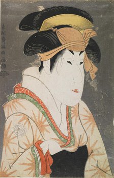 Actor Segawa Kikunojo III as Oshizu, the Wife of Tanabe Bunzo from the Play "Hana-Ayame..., 1794. Creator: Sharaku, Toshusai (active 1794-1795).