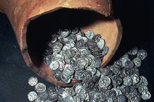Celtic silver coins from a hoard. Artist: Unknown