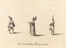 Lady with Plumed Hat, and Two Gentlemen, probably 1634. Creator: Jacques Callot.