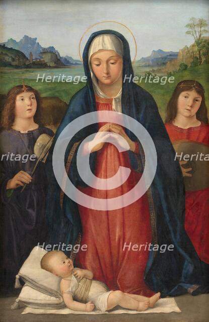 The Christ Child Worshipped by Mary, 1480-1524. Creator: Antonio Solario.