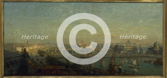 Paris from the east side: view taken from the roofs of the Louvre, 1856. Creator: Victor Navlet.