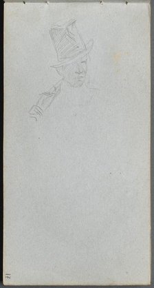 Sketchbook, page 17: Bust of a Man in Top Hat. Creator: Ernest Meissonier (French, 1815-1891).