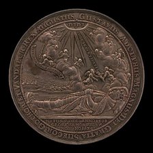Death of Gustavus II Adolphus, 1594-1632, King of Sweden 1611 [obverse], 1634. Creator: Sebastian Dadler.