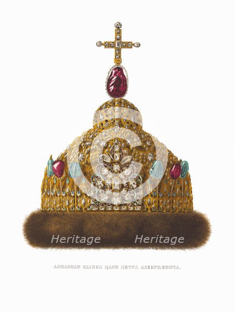Diamond Cap of Tsar Peter I. From the Antiquities of the Russian State, 1849-1853. Creator: Solntsev, Fyodor Grigoryevich (1801-1892).