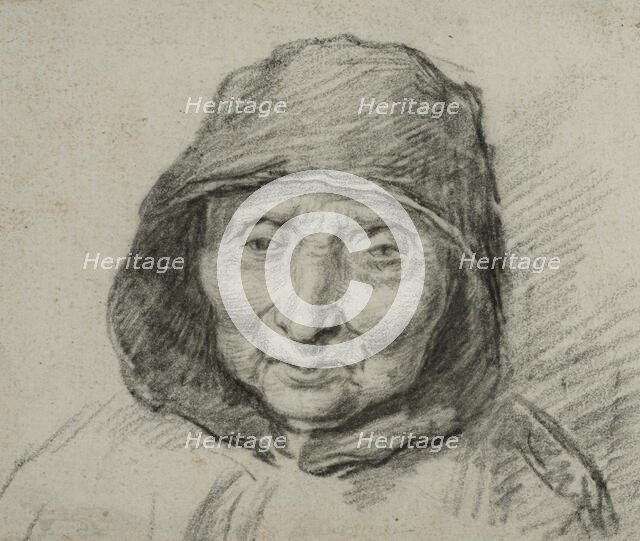 Portrait of an elderly woman, full face, unknown date. Creator: Anon.