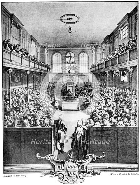 The House of Commons, 1742, (c1920). Artist: John Pine