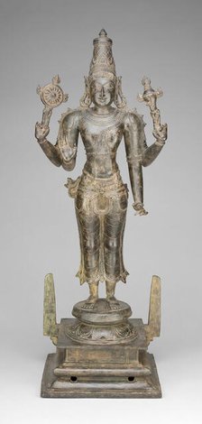 Four-Armed God Vishnu Holding Discus and Conch, Vijayanagar period, 15th century. Creator: Unknown.