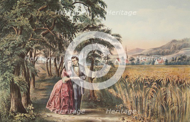 The Four Seasons of Life - Youth, 'The Season of Love' , pub. 1868,  Currier & Ives (Colour Lithogra