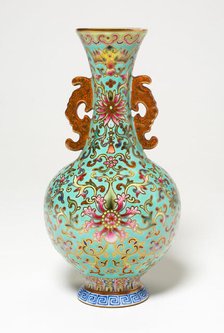 Vase with Dragon-Shaped Handles, Qing dynasty, Qianlong reign (1736-1795), probably late 18th cent. Creator: Unknown.