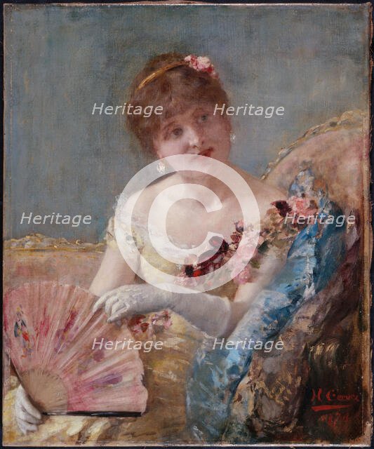 Femme à l'éventail (Portrait de Réjane?), 1879. Creator: Henri Gervex.