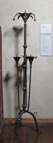 One of a Pair of Candelabra, French or Spanish, 15th century. Creator: Unknown.