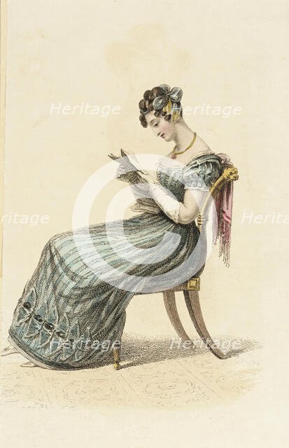 Fashion Plate (Evening Dress), 1825. Creator: Rudolph Ackermann.
