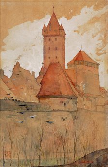 Towers from the City Wall, Nuremberg, 1897. Creator: Cass Gilbert.