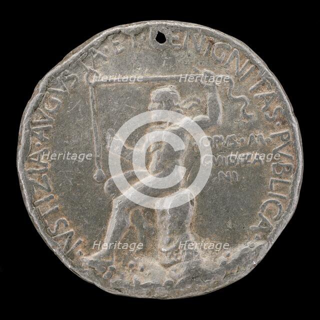 Laureate Figure Holding a Plummet Line [reverse], 1454 or after. Creator: Marco Guidizani.