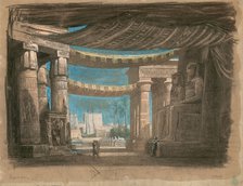 Set design for the Opera Aida by Giuseppe Verdi, Théâtre de l'Opéra, Cairo, 24.12.1871, 1871.