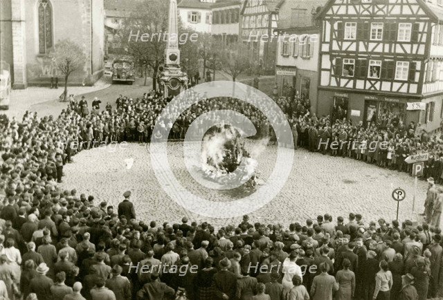 The furnishings and ritual objects from the synagogue in Mosbach on the town square on 10 November 1 Artist: Anonymous  