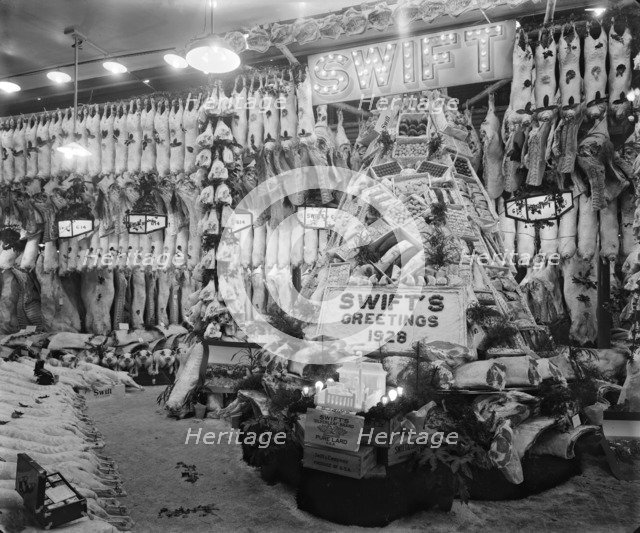 Swifts butchers, Smithfield Market, London, 1928. Artist: Bedford Lemere and Company