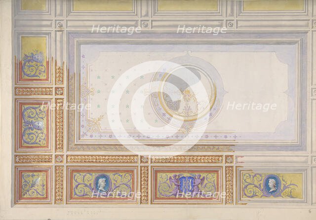 Ceiling Design for Bedroom of Duchesse de Newcastle, Hôtel of Madame Hope, ca. 1867. Creators: Jules-Edmond-Charles Lachaise, Eugène-Pierre Gourdet.