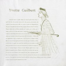 Yvette Guilbert-French Series: No. 1, 1894. Creator: Henri de Toulouse-Lautrec (French, 1864-1901).