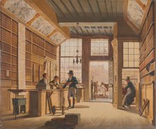 The Shop of the Bookdealer Pieter Meijer Warnars on the Vijgendam in Amsterdam, 1820. Creator: Johannes Jelgerhuis.