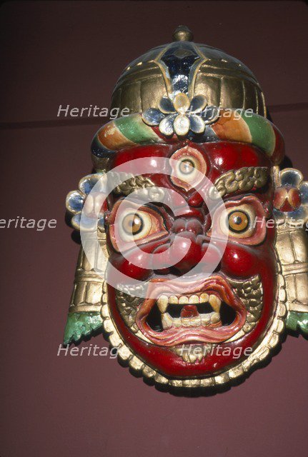 Mask of the War and Mountain God, Kangchendzonga, Sikkim, Himalaya. Artist: Unknown.