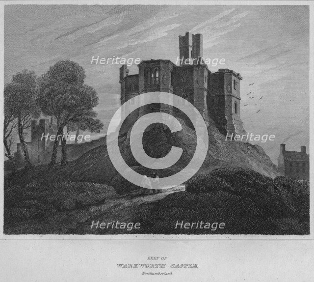 'Keep of Warkworth Castle, Northumberland', 1814. Artist: John Greig.