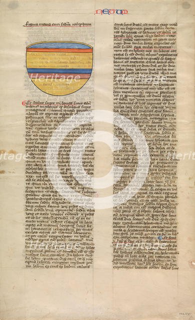 Brazen Sea, one of six illustrated leaves from the Postilla Litteralis..., ca. 1360-1380. Creator: Nicholas of Lyra.