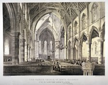 Interior view of the Church of St John of Jerusalem, Hackney, London, c1850. Artist: CJ Greenwood