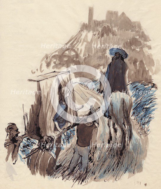 Woman in a litter, c1950. Creator: Shirley Markham.