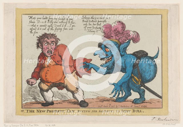 The New Property Tax Paying His Respects To John Bull, April 16, 1806., April 16, 1806. Creator: Thomas Rowlandson.
