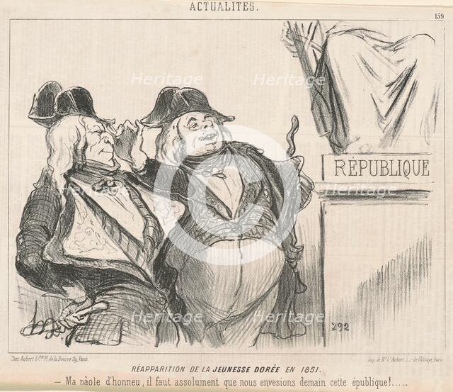 Réapparition de la jeunesse dorée en 1851, 19th century. Creator: Honore Daumier.