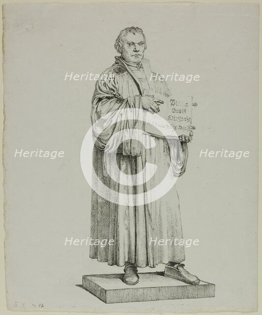 Luther's Statue in Wittenberg, 1822. Creator: Johann Gottfried Schadow.