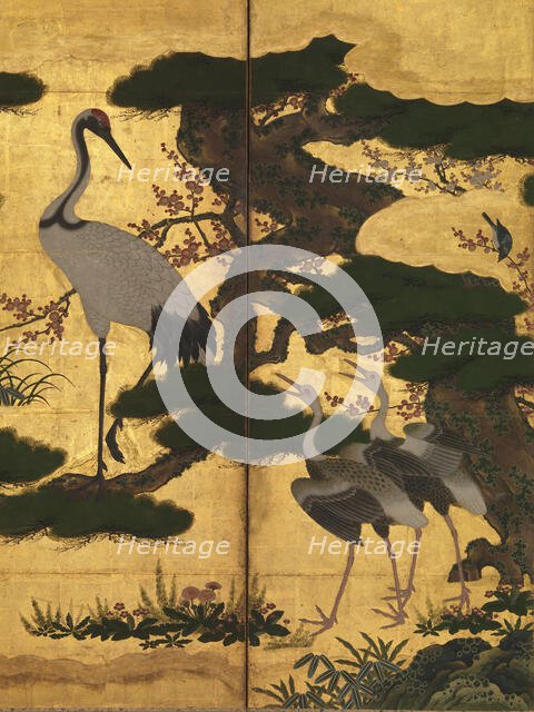 Birds and Flowers of the Four Seasons. Detail of  six-panel folding screen, End of 16th cen. Creator: Anonymous.