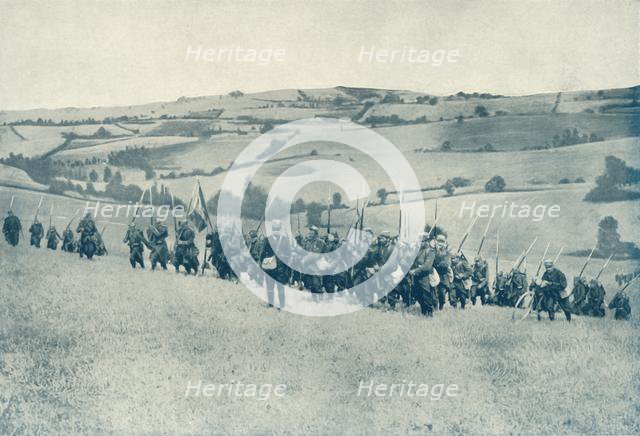 'Forward with the Tricolour: French Infantry advance to Meet the Enemy', 1916. Creator: Unknown.