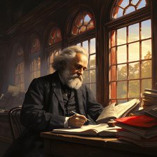 AI IMAGE - Portrait of Karl Marx studying, 1870s, (2023). Creator: Heritage Images.