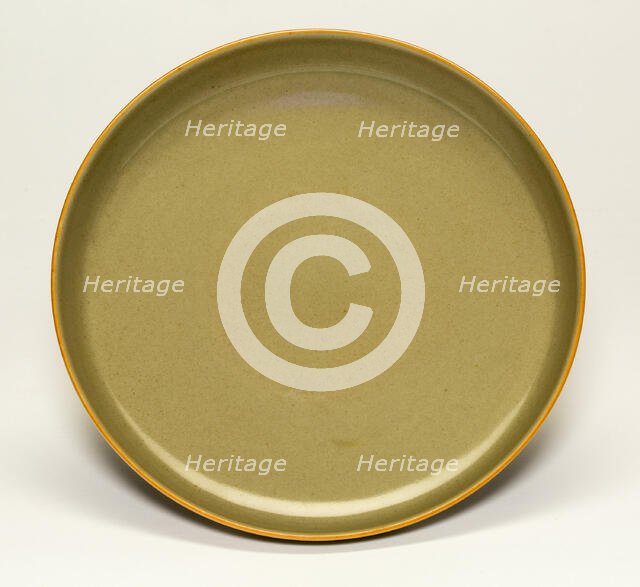 Yaozhou style glazed dish, Qing dynasty (1644-1911), Yongzheng reign mark and period (1723-1735). Creator: Unknown.