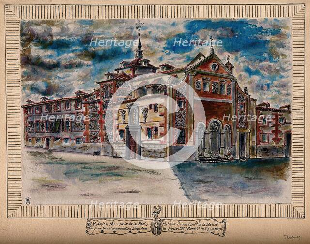 Monastery of the Royal Military Spanish Order of Mercy, Madrid, Spain: with coat of arms. Creator: Unknown.