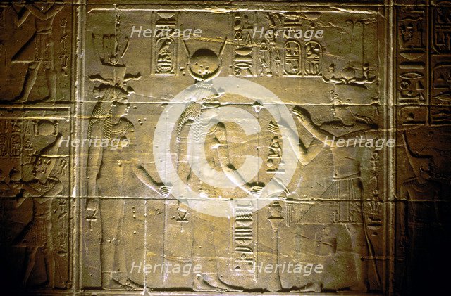 Limestone relief at the Temple of Philae, Ancient Egyptian. Artist: Unknown