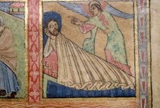 Detail of a Psalter, Angel Warns Joseph to fle to Egypt, c1140. Artist: Unknown.