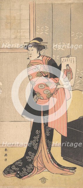 The Third Segawa Kikunojo as a Woman Standing in a Room, ca. 1793. Creator: Katsukawa Shun'ei.