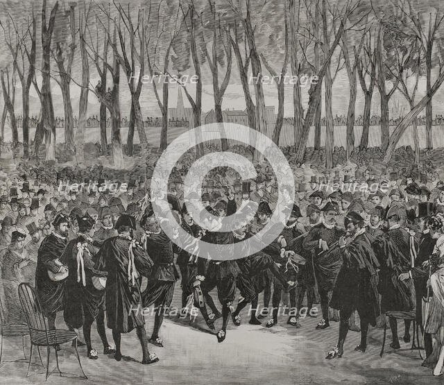 The Spanish Estudiantina playing "national airs" in the Tuileries Garden, March 6, 1878.  Creator: Bernardo Rico.