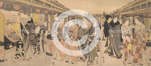 Courtesans Promenading on the Nakanocho in Yoshiwara, ca. 1795. Creator: Utagawa Toyokuni I.