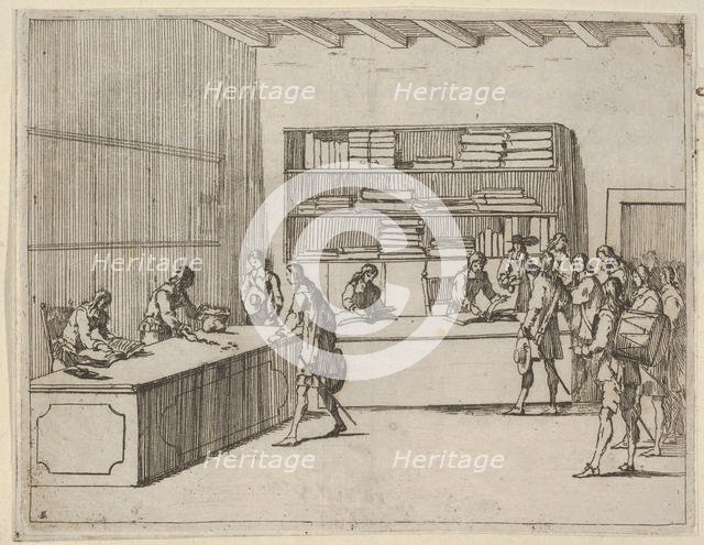 Soldiers Enlisting to Defend the Faith agains the Turks, from L'Idea di un Principe ed Ero..., 1659. Creator: Bartolomeo Fenice.