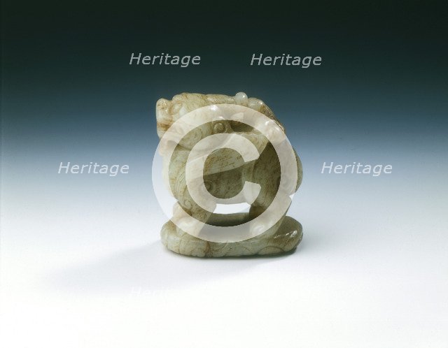 Jade winged standing qilin on bed of clouds, Yuan dynasty-early Ming dynasty, China, 1279-1499. Artist: Unknown