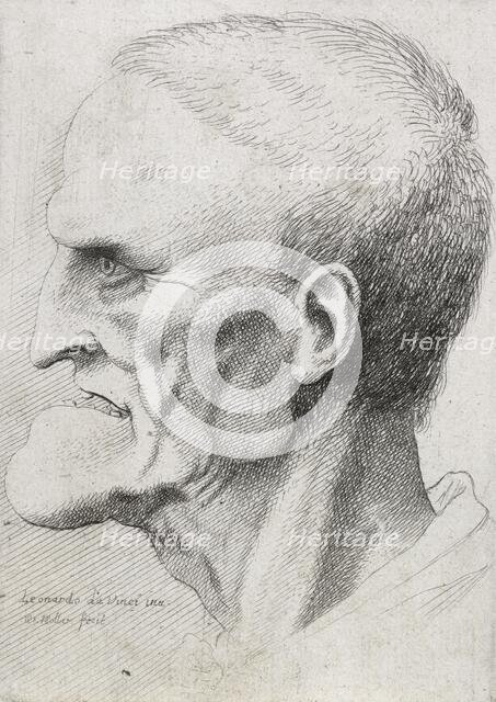 Caricatures and deformities after Leonardo. The old man with gaps between his teeth, c.1645. Creator: Wenceslaus Hollar.