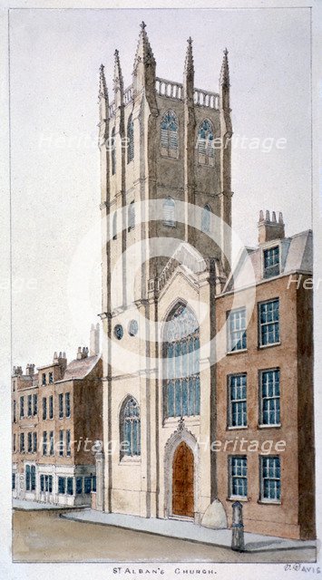 St Alban's Church, Wood Street, London, 1824.                              Artist: Valentine Davis