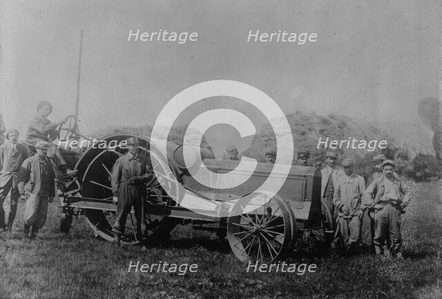 French cripples run a tractor, 17 May 1918. Creator: Bain News Service.