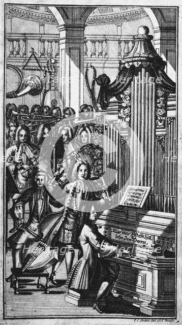 Frontispiece of the Musicalisches Lexicon Oder Musicalische Bibliothec .. by Johann Gottfried Walt