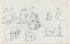 Peasants and Cows [recto], 1877. Creator: Eugene Louis Boudin.