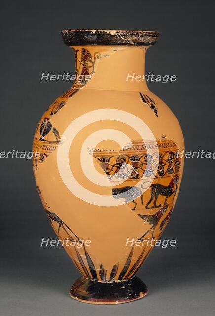 Attic Black-Figure Amphora (Tyrrhenian), 560-555 BC. Creator: Castellani Painter.